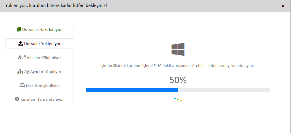 İşletim Sistemi Kuruluyor